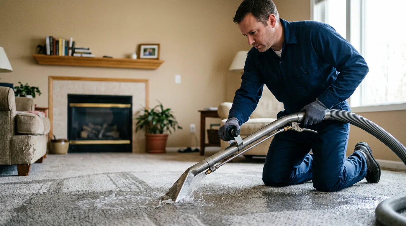 Water damage restoration technician working near Alpena, MI